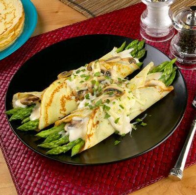 California Asparagus and Mushroom Filled Crepes
