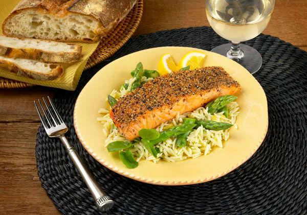 California Asparagus with Salmon and Lemony Orzo