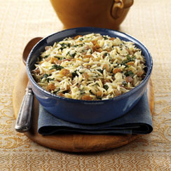 California Raisin, Caramelized Onion and Blue Cheese Orzo Pasta