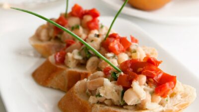 Cannellini Bean, Tomato & Fresh Basil Crostini