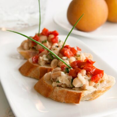 Cannellini Bean, Tomato & Fresh Basil Crostini