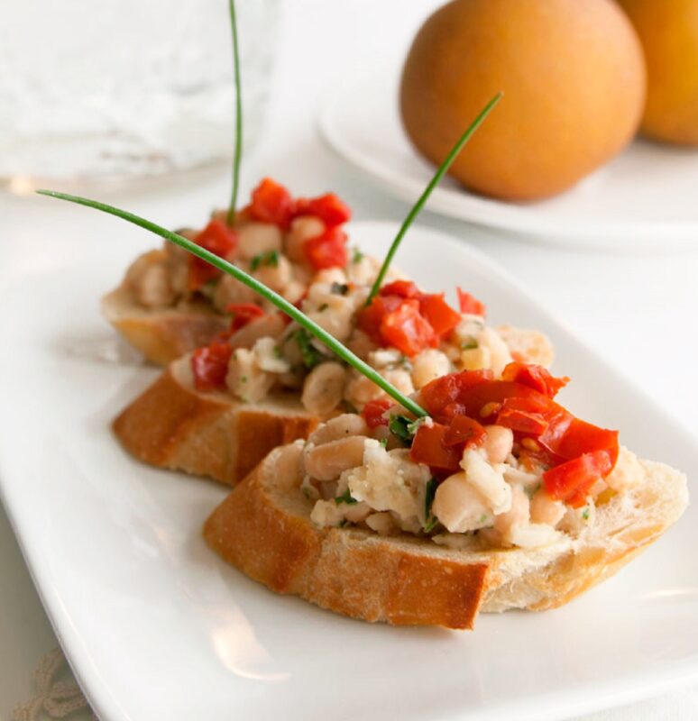 Cannellini Bean, Tomato & Fresh Basil Crostini