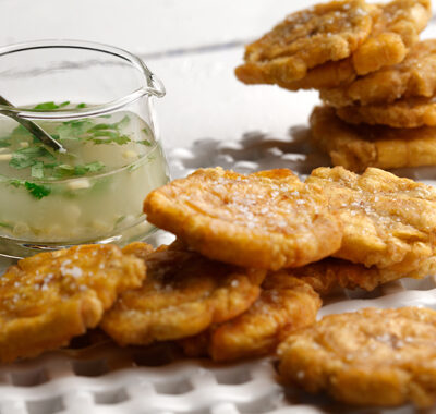 Canola Oil Fried Tostones (Fried Green Plantains)