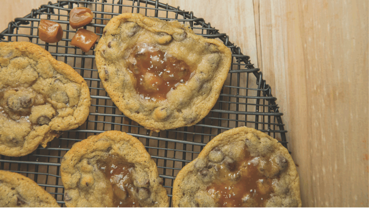 Caramel Stuffed Chocolate Chip Cookies