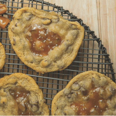 Caramel Stuffed Chocolate Chip Cookies