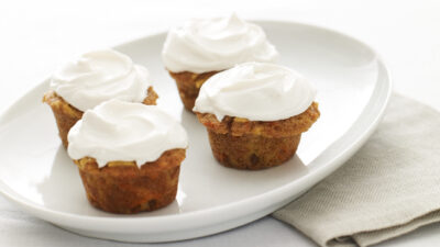 Carrot Apple Mini Cupcakes with Non-Dairy Cream Cheese Icing