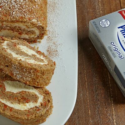carrot cake roll with lemon cream cheese filling