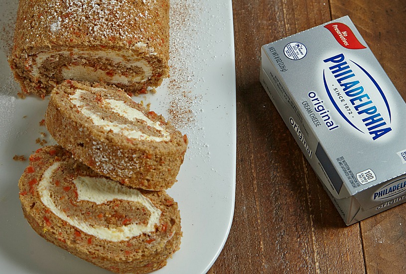 carrot cake roll with lemon cream cheese filling