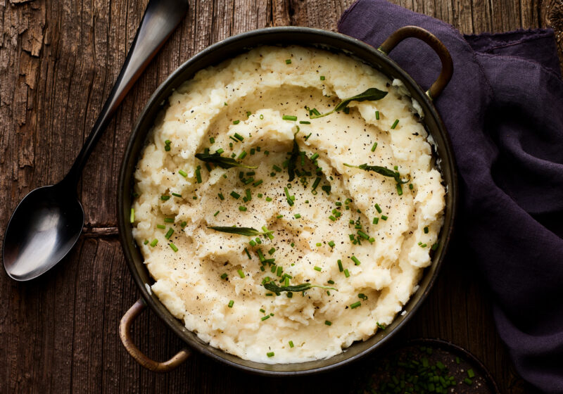 CELERY ROOT ROASTED GARLIC MASHED POTATOES