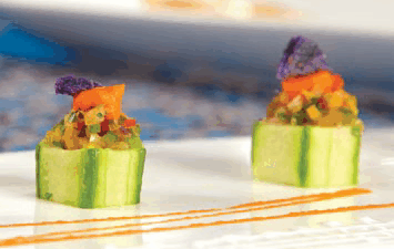 ceviche in cucumber cups