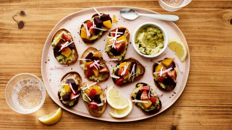 Charred Onion Vinaigrette and Roasted Beet Crostini