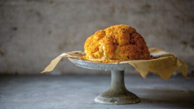 Cheese Filled Cauliflower Coated in Crispy Bread Crumbs