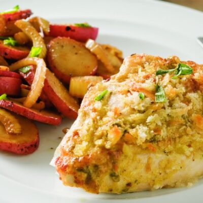 Chicken Breasts Roasted with New Potatoes and Fennel