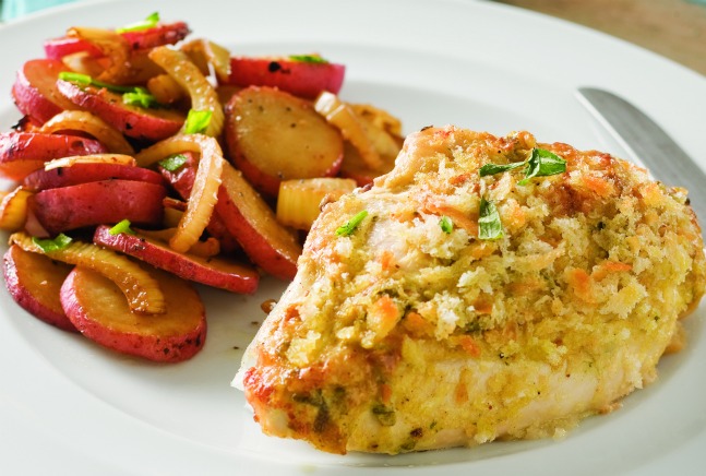 Chicken Breasts Roasted with New Potatoes and Fennel
