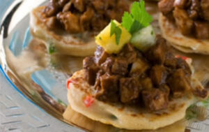 Chicken Mole with Polenta Griddlecakes and Salsa
