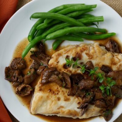 Chicken Paillards with Porcini-Cider Sauce