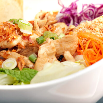 chicken salad with ginger peanut dressing