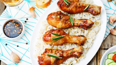 chicken thighs in silan date honey, a healthier duck sauce chicken