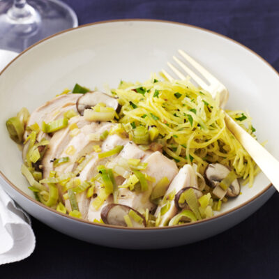 chicken w mushroom leek sauce