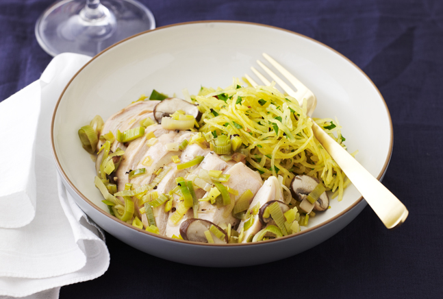 chicken w mushroom leek sauce