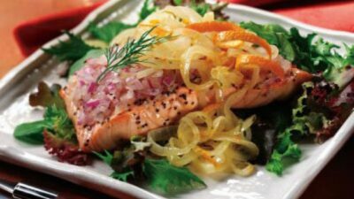 Chilled Salmon Salad with Orange Citrus Onions