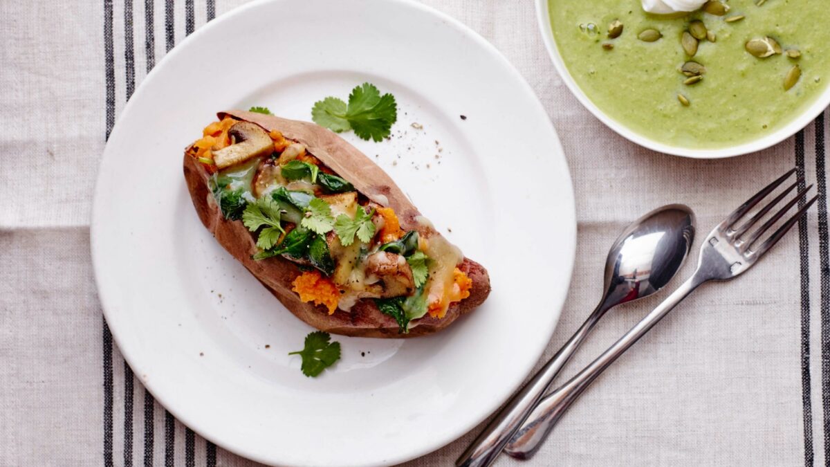 Chipotle Mushroom Stuffed Sweet Potatoes