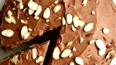 Almond Cake with Chocolate Buttercream Frosting