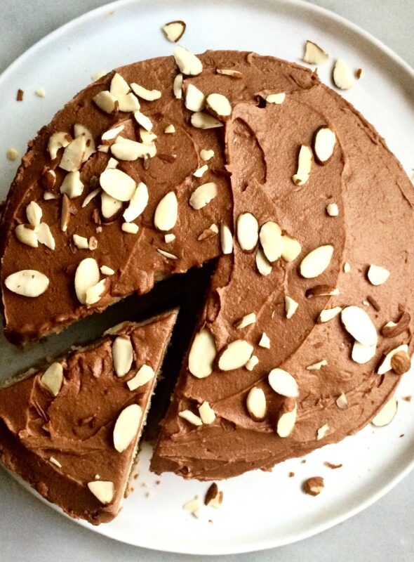 Almond Cake with Chocolate Buttercream Frosting
