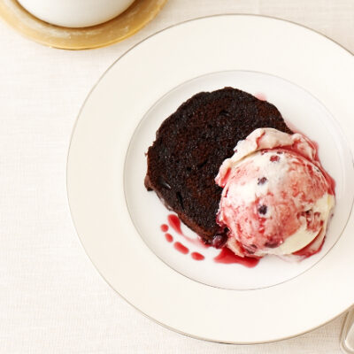 Chocolate Cake with Pomegranate Swirl