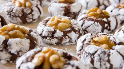 Chocolate Walnut Crinkle Cookies