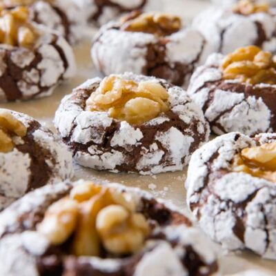 Chocolate Walnut Crinkle Cookies