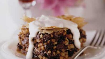 Chocolate Walnut-Raisin Baklava