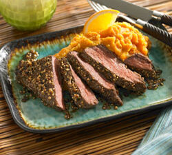Citrus Beef Steak &ldquo;Cuban Style&rdquo; with Mashed Sweet Potatoes