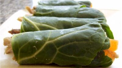 Collard Green and Hummus Mini-Wraps
