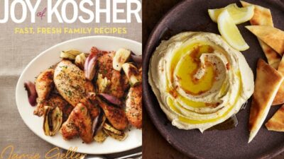 cookbook with hummus