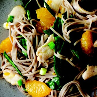 Cool Soba with Citrus Chicken and Spinach