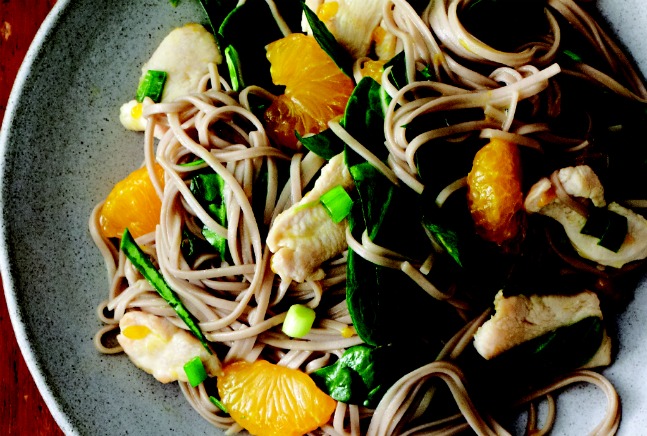 Cool Soba with Citrus Chicken and Spinach