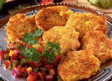 Corn and Potato Mini Pancakes with Salsa