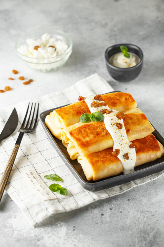 Corn Blintzes with cheese