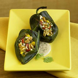 Corn & Mushroom Stuffed Chiles Rellenos