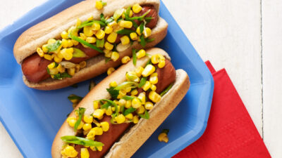 corn salsa hot dog topper