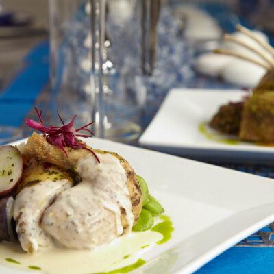 cornish hen with veloute sauce
