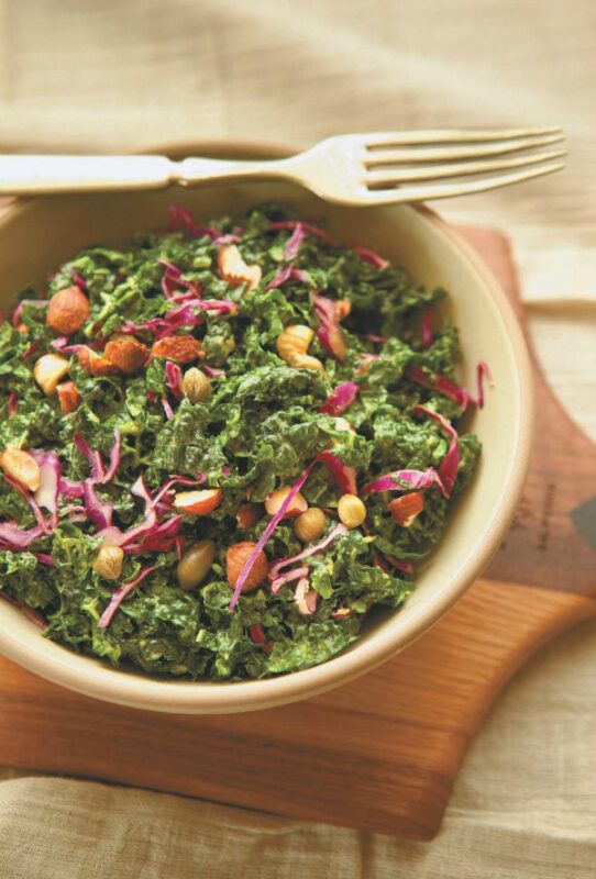 Creamy Kale Salad with Capers and Hazelnuts