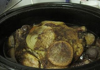 Crock Pot Spice-Rubbed Chicken w/ Garlic, Onions & Blood Oranges