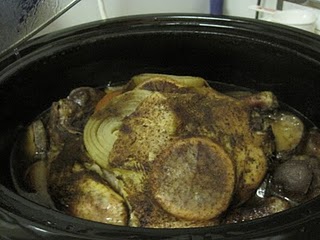 Crock Pot Spice-Rubbed Chicken w/ Garlic, Onions & Blood Oranges