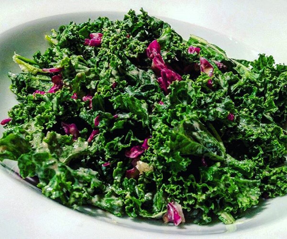 Super Kale Salad with Almond Butter Dressing