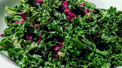 Super Kale Salad with Almond Butter Dressing