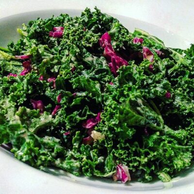 Super Kale Salad with Almond Butter Dressing