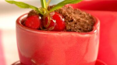 Dark chocolate mousse with cranberries & lime