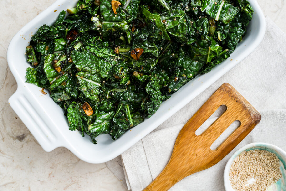 Stir Fried Miso Kale with Garlic